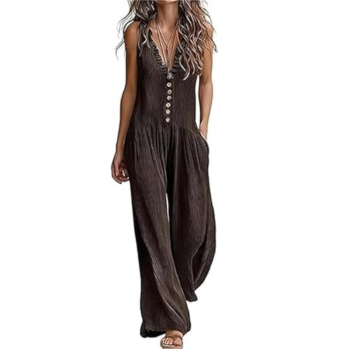 Overol de punto para mujer estilo retro con pantalones de pierna ancha