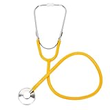 Medsource Stethoscope – 22” Long Tubing, Lightweight Stethoscope with Aluminum Chestpiece – Single Head, Acoustic Sound Yellow Doctors, Nurses, Students, Medical and Home Use
