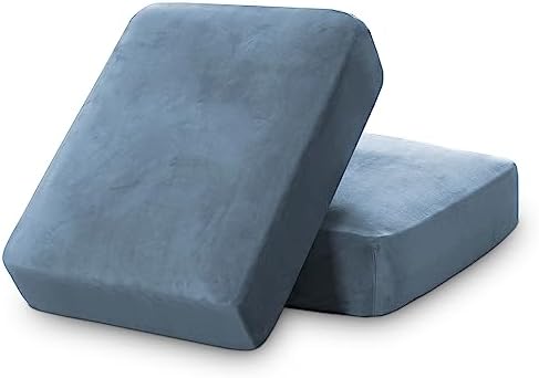 PrinceDeco Velvet Stretch Couch Cushion Cover Soft Cushion Slipcover for Chair Loveseat Sofa Furniture Protector Seat Cushion Sofa Cover (Each Width Up to 29.5