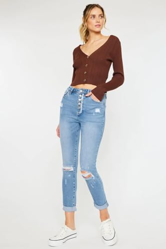 SALT TREE Kancan - Women's High Rise Mom Jeans - KC8580L-NV3