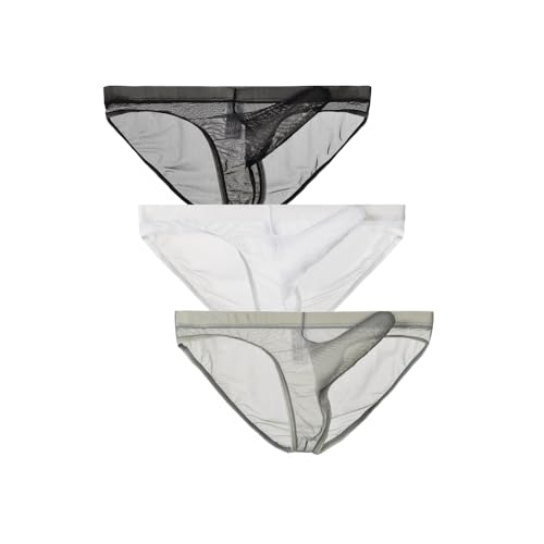 Mens Ultra Thin Breathable Mesh Elephant Nose Pouch Triangle Briefs Underwear Hip Coverage Bikini Panties