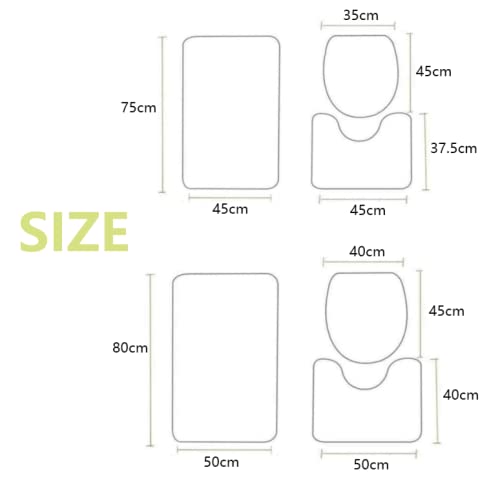 Badezimmer Teppich Set Weich Waschbar Badezimmerteppich 3 TLG rutschfeste Badeteppich WC Vorleger Deckelbezug U-förmige Konturmatte Memory Schaum Badezimmermatte ( Ägyptischer bunter Elefant ) – Bild 3