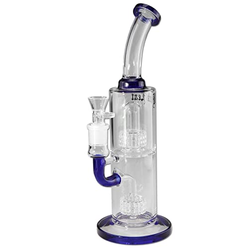 Black Leaf | Glasbong 2-mal Trommelperkolator | Blau | aus Borosilikatglas | H: 330mm | ø 65/26mm | NS 19 (18,8mm…