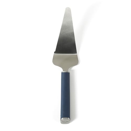 Calphalon Edge Pie Server, Kitchen Cake Server, Baking Server Tool, Stainless Steel Pie Server with Serrated Edge, Cake and Dessert Cutter for Clean Slicing (Navy Blue)
