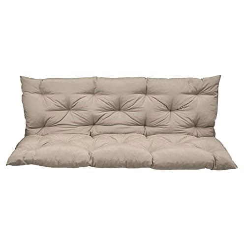 rlosqvee Outside Benches Cushion with Backrest, Thicken Waterproof Swing Cushions 2/3 Seater Replacement, Porch Swing Cushions Outdoor (Beige, 40 x 48 inch)