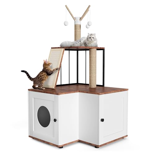 Árbol para Gatos de Madera con Caja de Arena Oculta y Gabinete miniatura 2