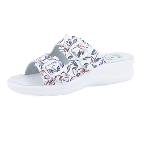 JOMIX Damen Pantoletten Sommer Orthopädische Sandalen Leichte Verstellbar Schnalle Clogs Weiche Anatomische Medizinische Gartenschuhe (Lila Rot, 40EU, ITD1474)