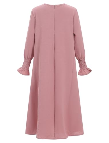 OBEEII Abaya for Girls Muslim Long Sleeve Prayer Dress Ramadan Kaftan Abaya with Hijab Islamic Clothing Arabic Eid Robe4