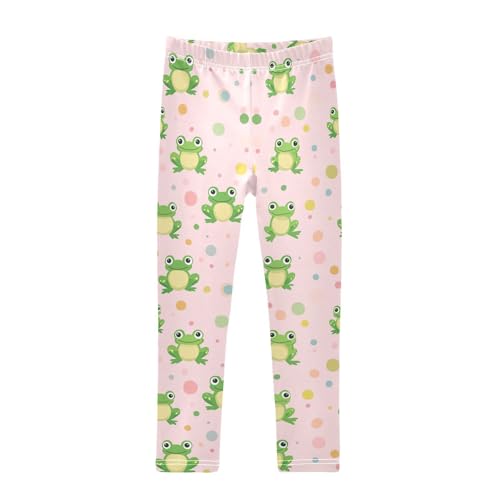 Wusikd Green Frogs Girls' Leggings Toddler Doodles Cute Kids Yoga Pants Dance Active Tights 4T