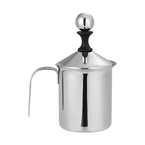 Espumador de café de acero 304 de doble capa, batidor manual fácil de limpiar para lattes y capuchinos caseros, espumador de leche portátil para café y camping