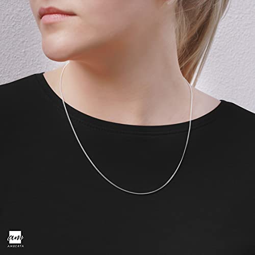 Amberta 925 Sterling Silver 1.5 mm Curb Chain Necklace Various Styles2