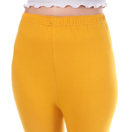 Image of TPF Women Solid Cotton Lycra Stretchable Leggings | Comfortable Ankle-Length Slim Fit Leggings for Women & Girls | Soft, Breathable Wear Bottoms