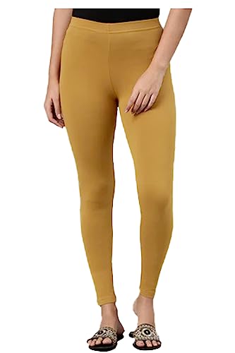 Image of H2 Women's Comfortable Cotton Blend Leggings - Ankle Length, Versatile (in, Alpha, M, Regular, Chiku)