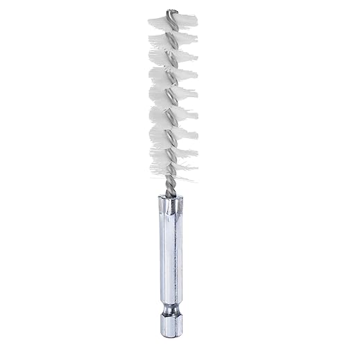 HARFINGTON Nylon Bore Brush 15mm Dia 4" Long Cleaning Twisted Wire Brush with Handle 1/4" Hex Shank for Tubes, Ports, Bearings