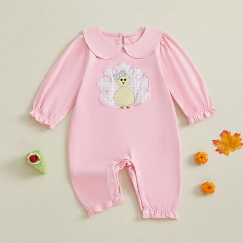 My First Thanksgiving Baby Girl Outfit Newborn Turkey Romper Long Sleeve Jumpsuit Cute One Piece Fall Clothes3