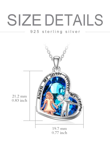 WINNICACA Brother Sister Necklace Sterling Silver Heart Crystal Gifts From Brother Always My Sisters Forever My Friend Jewelry Gifts for Birthday4