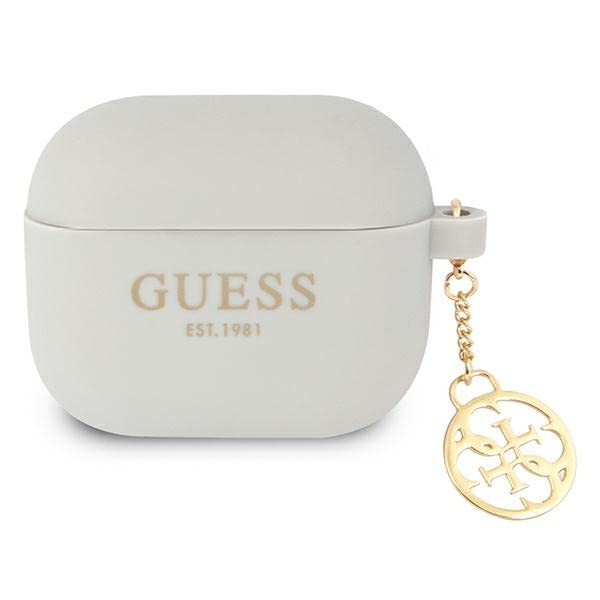 Guess GUA3LSC4EG Coque pour AirPods 3 Gris/Gris Silicone Charm 4G Collection