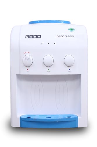Image of USHA Plastic Instafresh Table Top - Hot, Normal & Cold Water Dispenser, 20 Liter, 65 Watt, White
