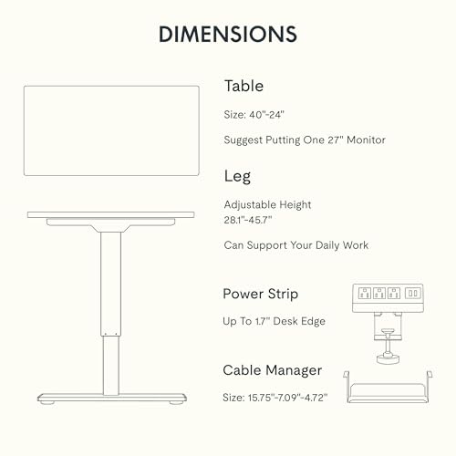 Image of FLEXISPOT EN1 Essential Adjustable Height Desk Electric 40 inch X 24 inch Whole-Piece Desktop Small Standing Desk Ergonomic Memory Controller (White Frame + 40 inch Mahogany Desktop)