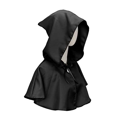 Spydge Medieval Hooded Cowl Halloween Cowl Cloak Hat Cloak Cape Cosplay Costume Accessories for Men Women Halloween Cosplay Party Costume Black - Image 4