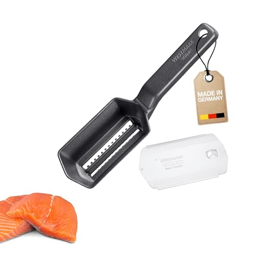 Westmark 65007760 Fischentschupper mit Schuppenauffangschale Black Edition – Aluminium, lebensmittelechte Spezialbeschichtung, Rostfreier Edelstahl, 21 x 5,9 x 5,3 cm, Scalex, Anthrazit