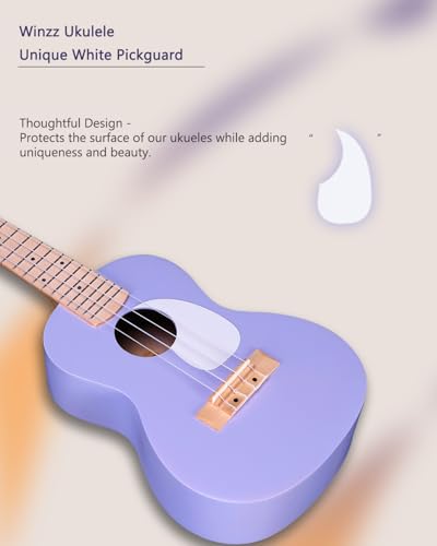 Miniatura 3 de Winzz Ukelele Set para Adulto Principiantes y Niños, Ukelele Concierto de 23 Pulgadas con 9 Accesorios, 4 Cuerdas (Color: Violeta, Madera)