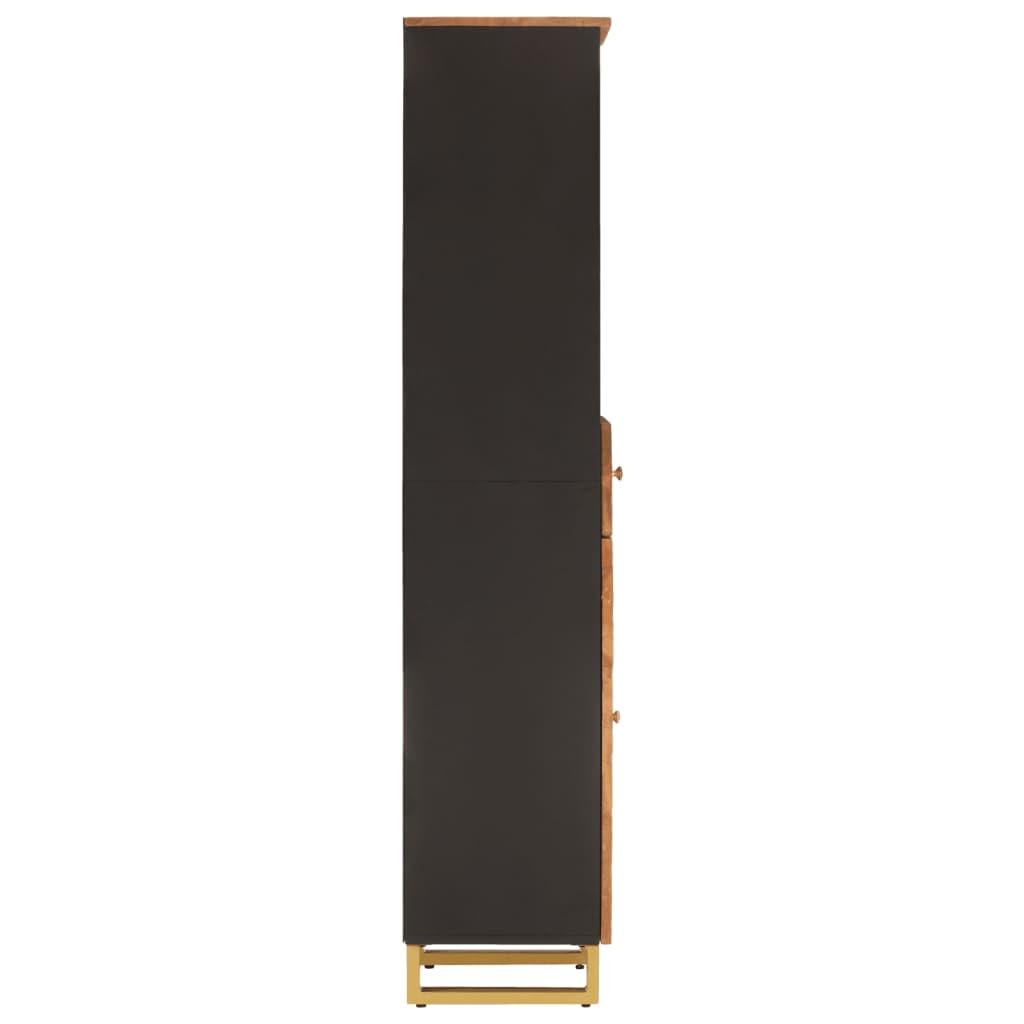 Badschrank aus Massivholz Mango in Braun und Schwarz mit Aufbewahrung für das Badezimmer 160 cm hoch
