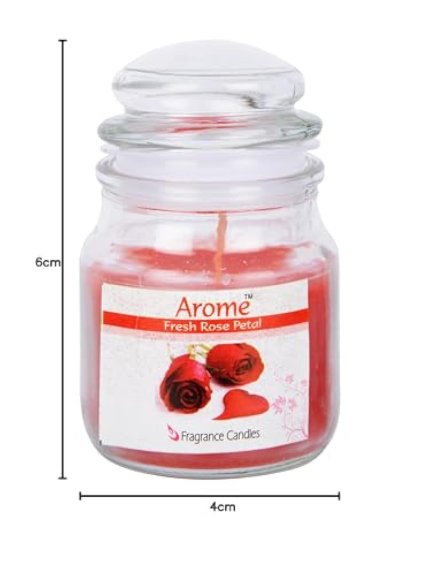 Wax Rose Scented Pillar Candle, Red, 4x6 cm
