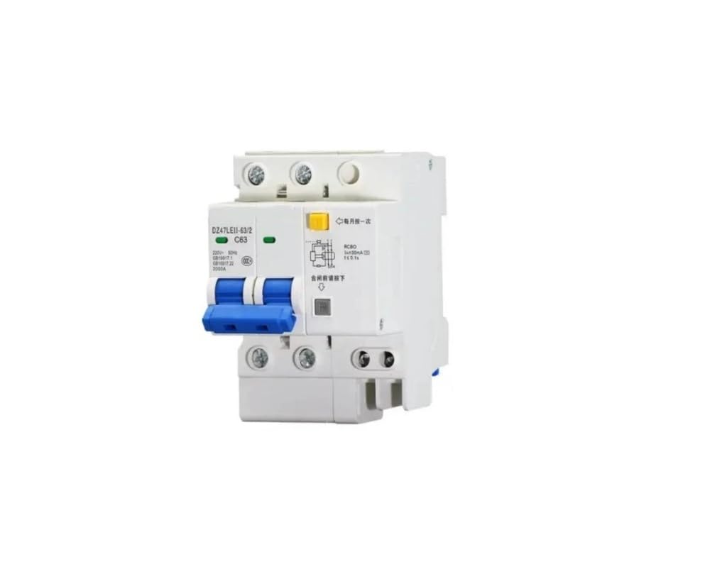 Magnetotermico, Disyuntor DZ47LE-63 Interruptor de Aire doméstico disyuntor en Miniatura Interruptor 2P con Protector de Fugas Puerta Principal trifásica(20A)
