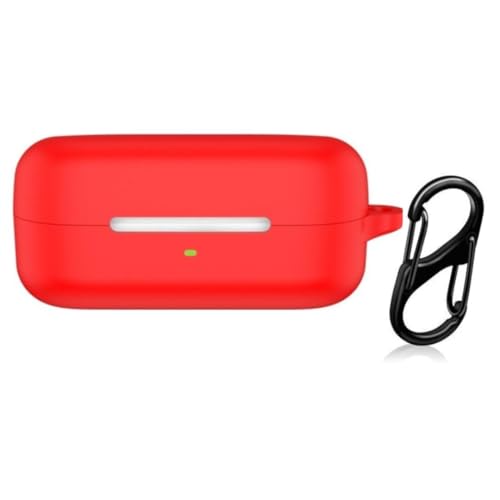Image of WELFO Case for Sony WF-C510 Truly Wireless in-Ear Bluetooth Earbud Headphones, Soft Silicone Protective Portable Scratch Shock Resistant Shell with Carabiner (Red)