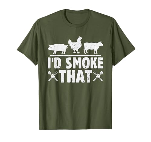 Funny Retro BBQ Party Smoker Chef Dad I'd Smoke That T-Shirt
