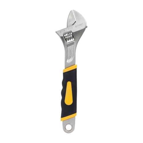Image of 12 Inch (300mm) Adjustable Spanner Wrench (36MM MAX JAW) |SH-11075E| High Carbon Steel Forged, Polished Nickel Finish, Dual-Grip Handle, Laser Scale. For DIY and Professionals