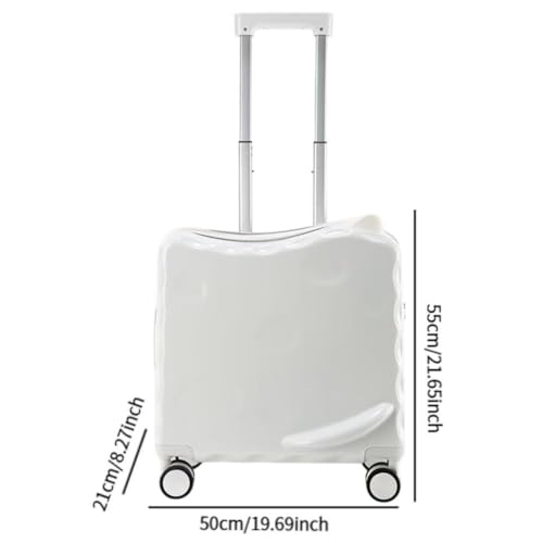 Ride on Suitcase Travel Luggage with Wheels 18" Lightweight Gift Compact Airplane with Combination Lock Carry on Luggage, White3