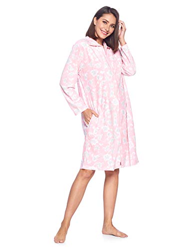 Casual Nights Women's Printed Micro Fleece Zip Up Long Sleeve Sleepwear Duster Robe4