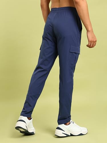 Image of TECHNOSPORT Men's Regular Fit Mid Rise Polyester Solid Cargos for Activewear, Regular Use and Quick Dry