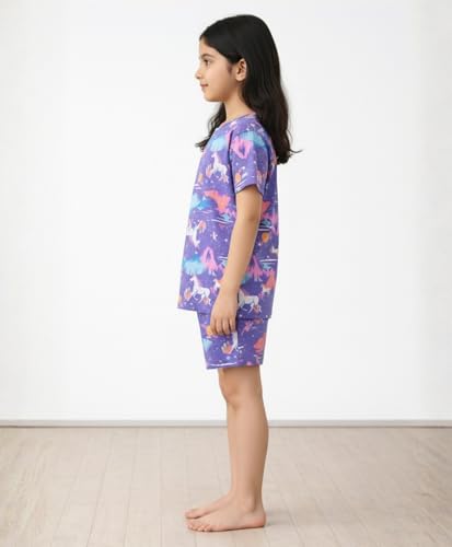 Image of ANTHRILO Sleepwear Shorts Set for Girls| Material: 100% Pure Cotton | Fabric: Skin-Friendly, ensuring a Soft Touch on Delicate Skin| Fit: Regular |Age Range: Suitable for Girls Aged 0-14 Years