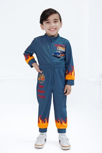 Hot Wheels French Terry Racing Zip Up Coverall Toddler to Big Kid Sizes (2T - 10-12)2