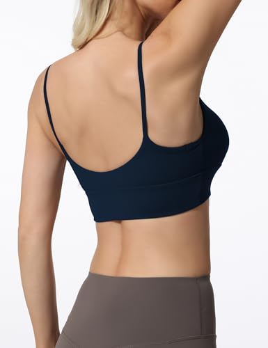 Image of Sports Bras for Women Spaghetti Strap Padded for Yoga Running Gym Workout, Wireless Scoop Neck Bras Crop Tank Top