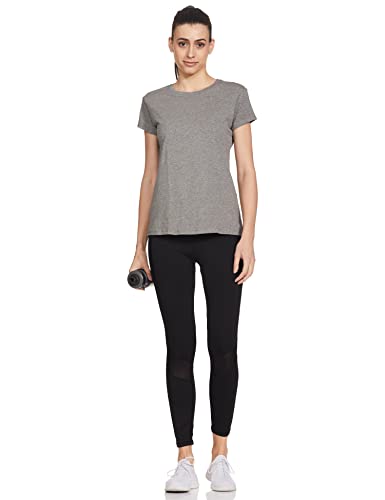 Image of Enamor Short Sleeve Crew Neck Regular Length Basic Crew T-Shirt for Women - Slim Fit, Soft and Breathable Stretch Cotton - E047