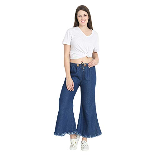 Image of Magic Women's & Girls Regular Fit Jeans Casual Denim Palazzo Style Side Desgin (Light