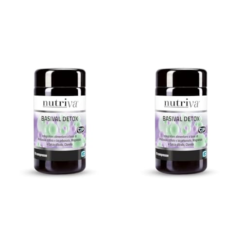 Nutriva Basival Detox, integratore alimentare a base di Sali minerali e Clorella. 60 compresse. Detox, azione depurativa e antiossidante. Vegano (Confezione da 2)