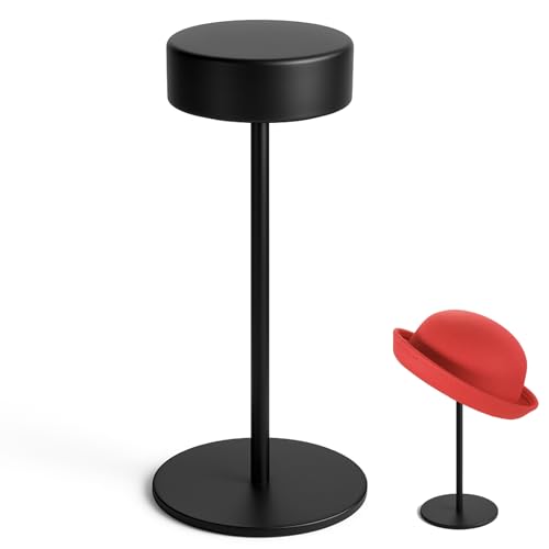 exquis Metal Hat Stand for Desk or Shelf Hat Display Holder for Caps Fedoras & Cowboy Hats Stable Desktop Hat Rack Black (1 Pack)
