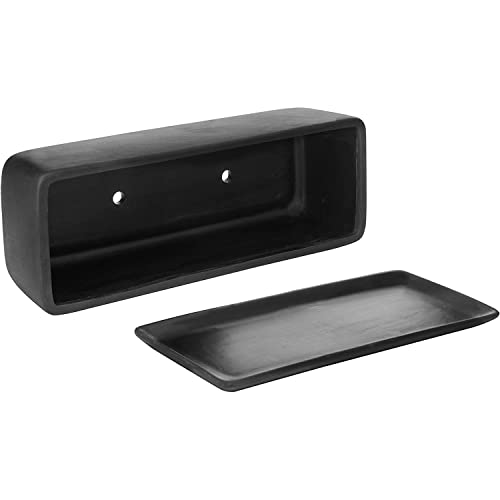 Mygift 14 Inch Matte Black Ceramic Indoor Plant Pot Succulent Planter, Decorative Flower Planter With Drainage Hole And Removable Tray #TOP5