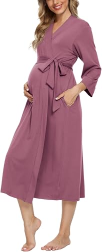 Image of Xpenyo Women's Maternity Sleepwear,Labor/Delivery/Nursing/Hospital Nightgown Kimono Robes Long Pregnancy Loungewear