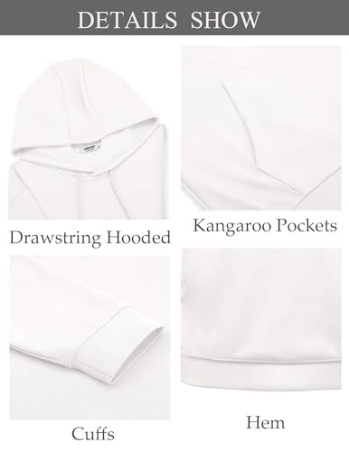 Coofandy Mens Hooded Sweatshirt Long Sleeve Casual Fashion Knit Pullover Hoodies With Kanga Pocket White thumb #4