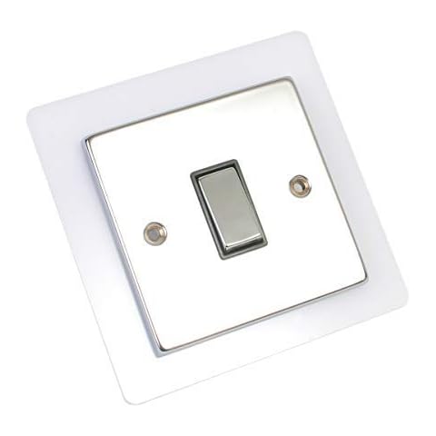 Single Double Light Plug Socket Switch Surround Finger Plate Acrylic (White, Single) Cover