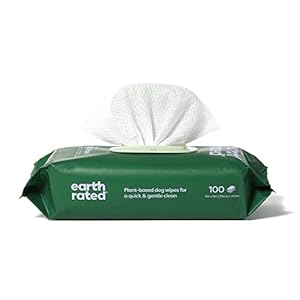 Earth Rated Dog Grooming Wipes, Hypoallergenic, Cleaning and Hydrating, for Paws, Body and Butt, Lavender Scented, 100 Count