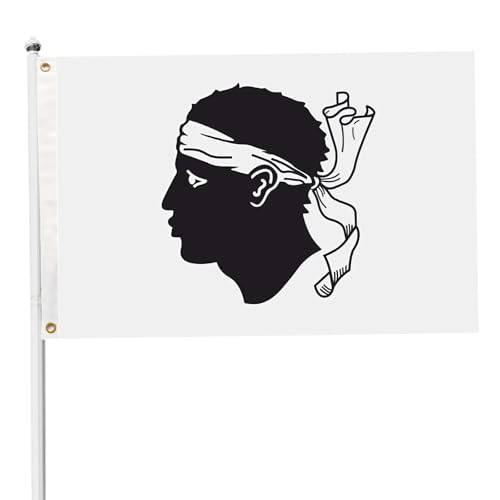 240x150 cm/8x5 Pieds Grand Drapeau de la Corse avec 2 Boucles en Cuivre Drapeau Corse Idéal pour Parade Décoration Fête Célébration Fête Régionale Décoration Intérieure Extérieure