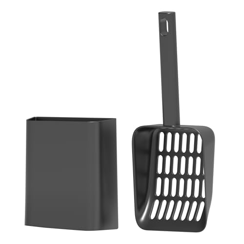 Cat Pooper Scooper, 2 in 1 Cat Litter Scoop with Holder Stand Cat Stuff Cat Scooper for Litter Box Cat Accessories Cat Supplies Kitty Litter Scoop Heavy Duty and Easy Clean Scoop Away Cat Litter
