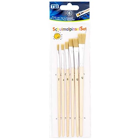 TSI 49108 Schulmalpinsel-Set 6-teilig, Borstenpinsel 2,4,6,8,10,12, Schaft naturbelassen Cover